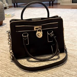 Michael Kors medium Hamilton, dark brown and gold